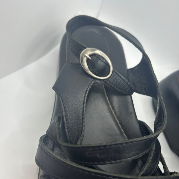 Black Leather Dansko Strappy Sandals With Adjustable Buckle & Cushioned Sole 42 - Picture 7 of 10